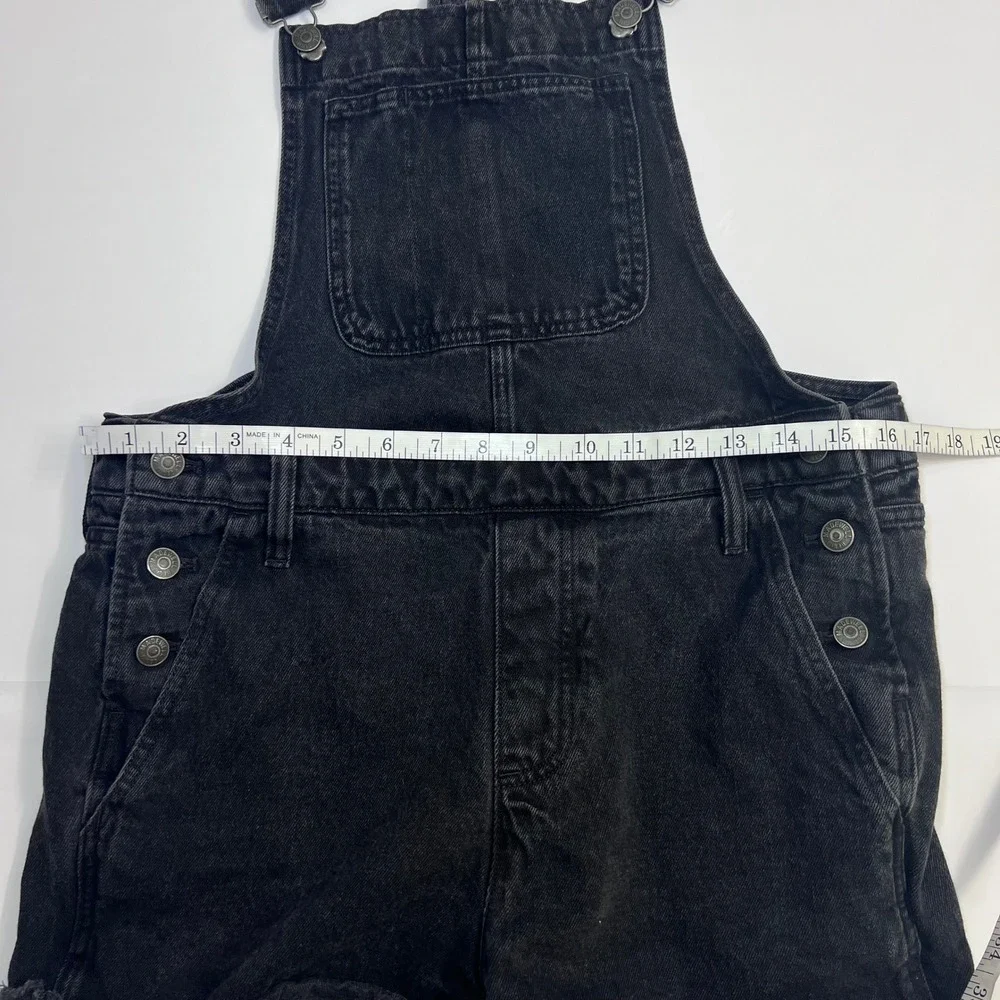 Madewell Adirondack Short Overalls Washed Black Denim Size Medium Bib Shortalls - Picture 6 of 12
